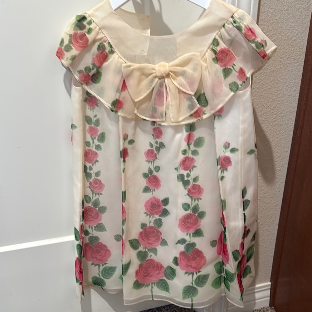 Gucci Floral Sheer Dress with Bow
